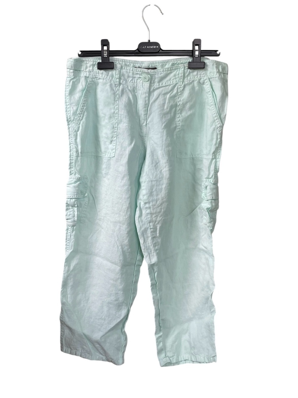Tommy Bahama Women's Mint Green Linen Cropped Cargo Pants 8